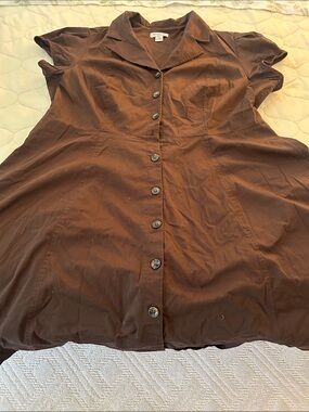 Liz Claiborne Chocolate Brown Button-Front Women's Top